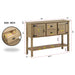 48'' Solid Wood Sideboard Console Table with 2 Drawers and Cabinets and Bottom Shelf, Retro Style Storage Dining Buffet Server Cabinet for Living Room Kitchen Dining Room(Rustic)