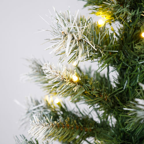 Artificial Christmas 3-Piece Set Wreath and 2 Entrance Trees with LED Lights in White+Green, Premium PVC with Metal Stand, 4 ft Height - Image 14