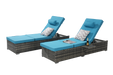 Outdoor Chaise Lounge Chair Set of 2 with Storage Patio Pool Chairs Tanning Lounges for Outside,Beach Rattan Recliners with Adjustable Backrest, Table, Cushion for Poolside Backyard Garden - DTYStore