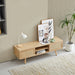 55.12" Rattan TV cabinet, double sliding doors for storage, adjustable shelf, solid wood legs, TV console for living room ,natural - DTYStore