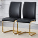 Luxury Simple Arch Chair - Set of 2 BLACK PU Material High Resilience Dining Chair with Arched Metal Gold Leg. - DTYStore