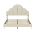 Queen Size Upholstered Bed Frame with Elegant Design, Modern Velvet Platform Bed with Petal Shape Headboard,Beige - DTYStore