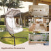 Swing Egg Chair with Stand Indoor Outdoor, Wicker Rattan Frame 350lbs Capacity Hammock Chair for Patio Bedroom with Sunshade Cloth, Courtyard, Cushion And Pillow - DTYStore