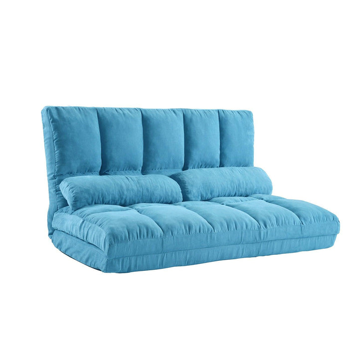 Double Chaise Lounge Sofa Floor Couch and Sofa with Two Pillows (Blue) - DTYStore