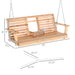 Outsunny 3-Seater Wooden Porch Swing, Patio Swing Bench with Folding Coffee Table, Cup Holders and Chains Included, 440lbs Weight Capacity, Natural - DTYStore