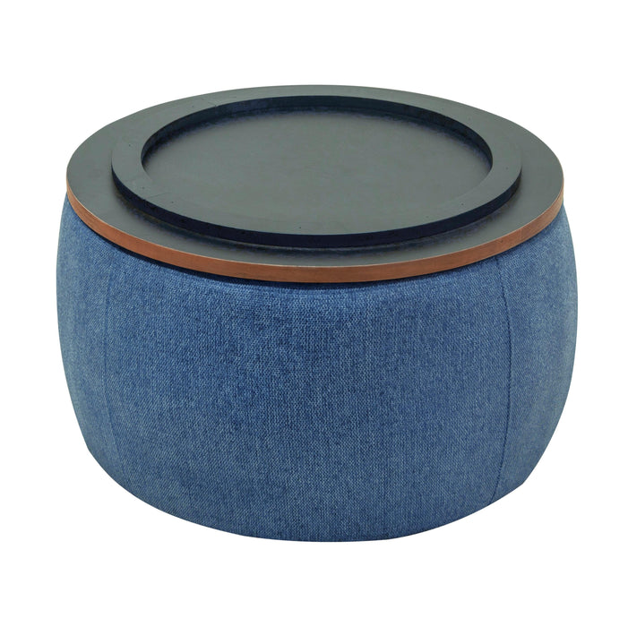 Round Storage Ottoman, 2 in 1 Function, Work as End table and Ottoman, Navy (25.5"x25.5"x14.5") - DTYStore