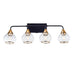 Home Decorative Bedroom Bathroom Vanity Light Matte Black Antique Brass Iron Glass 4-Light E26 Bulb Wall Mounted Light