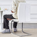 Luxury Simple Arch Chair - Set of 4 White PU Material High Resilience Dining Chair with Arched Metal Silver Leg. - DTYStore