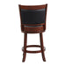 Comfortable Swivel Counter Height Chair 1pc Dark Cherry Finish Faux Leather Upholstery Solid Wood Furniture - DTYStore
