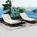 Outdoor Lounge Chair Set of 2, Patio Chaise Lounge with 5-Position Backrest, Rattan Outdoor Lounge Chair with Cushion and Wheels for Poolside, Backyard, Garden (Brown+Beige) - DTYStore