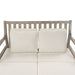 Outdoor Daybed, Patio Daybed with Four Pillows, Wooden Outdoor Bed with Curved Armrests for Poolside, Backyard, Garden (Gray+Beige Cushion) - DTYStore