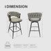 28' Bar Chair Linen Woven Bar Stool Set of 2,Black legs Barstools No Adjustable Kitchen Island Chairs,360 Swivel Bar Stools Upholstered Bar Chair Counter Stool Arm Chairs with Back Footrest (Grey) - DTYStore