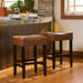 Set of 2, 26.75' Backless Leather Counter Height Barstool, Brown - DTYStore