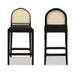 Panama 26.5' Curved Back Cane Rattan Counter Stool, Set of 2, Ebony Black Boucle - DTYStore