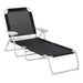Outsunny Folding Chaise Lounge, Outdoor Sun Tanning Chair, 4-Position Reclining Back, Armrests, Metal Frame and Mesh Fabric for Beach, Yard, Patio, Black - DTYStore