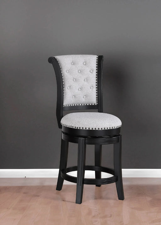 2pc Swivel Pub Stools Counter Height 24' Chair Upholstered Seat Nailhead Trim Footrest Wooden Dining Room Furniture Black/Dove Default -DTYStore