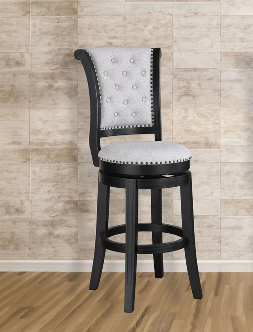 2pc Swivel Pub Stools Counter Height Chair Upholstered Seat Nailhead Trim Footrest Wooden Dining Room Furniture Black/Dove Default -DTYStore
