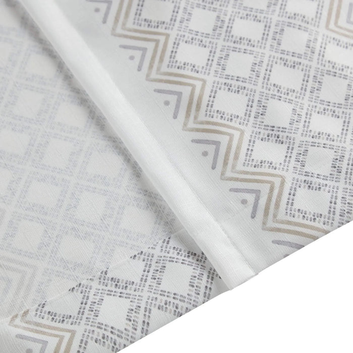 2pk Poly Printed Curtain Panel with Tufted Stripe White/Taupe 2-PK 50x84' Default -DTYStore