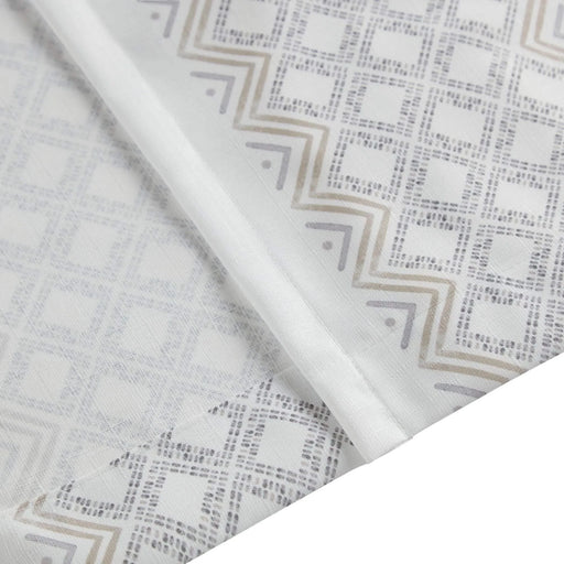 2pk Poly Printed Curtain Panel with Tufted Stripe White/Taupe 2-PK 50x95' Default -DTYStore