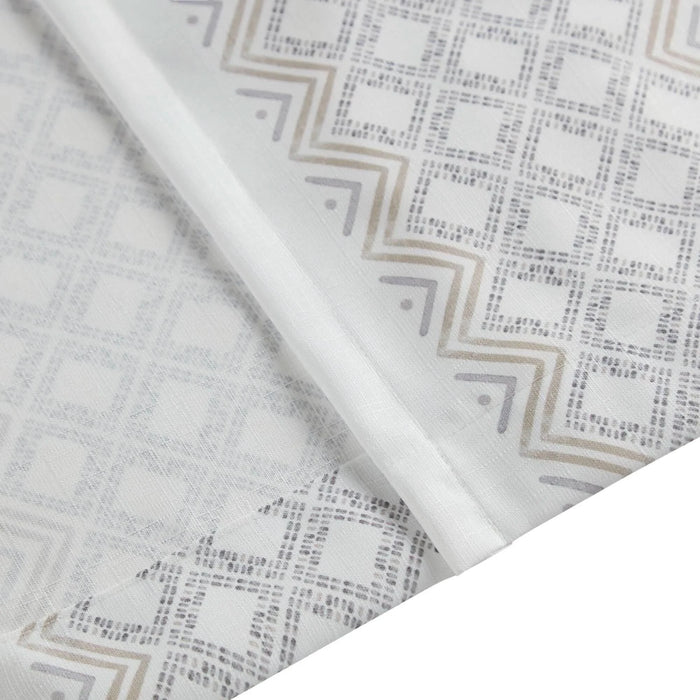 2pk Poly Printed Curtain Panel with Tufted Stripe White/Taupe 2-PK 50x95'- DTY Store