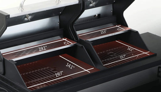 3-Burner Propane Gas BBQ Grill with Side Burner, combined with charcoal grill, 37230BTU Output With Enameled Cast Iron Cooking Grids For Outdoor Barbecue, Stainless Steel Default -DTYStore