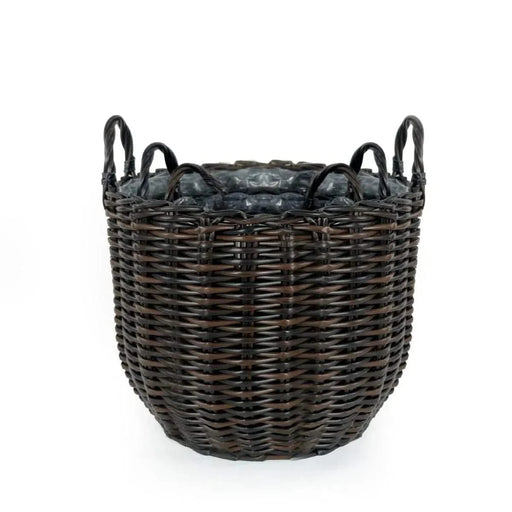 3-Pack Catleza Wicker Multi-purposes Basket with handler - Planter basket Espresso -DTYStore