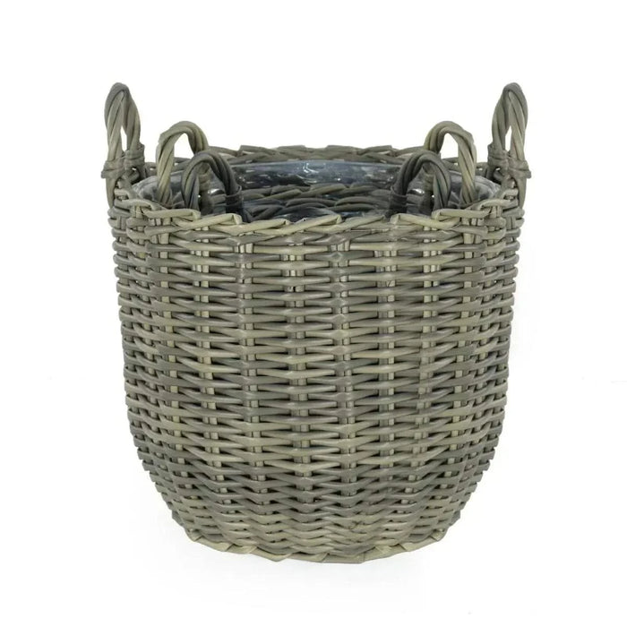 3-Pack Catleza Wicker Multi-purposes Basket with handler - Planter basket Espresso -DTYStore