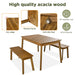 3-Piece Acacia Wood Dining Set with Dining Table and Bench Default -DTYStore