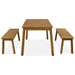 3-Piece Acacia Wood Dining Set with Dining Table and Bench Default -DTYStore