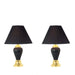 3-Piece Ceramic Lamp Set, Floor and Table Lamps, Black finish Default -DTYStore