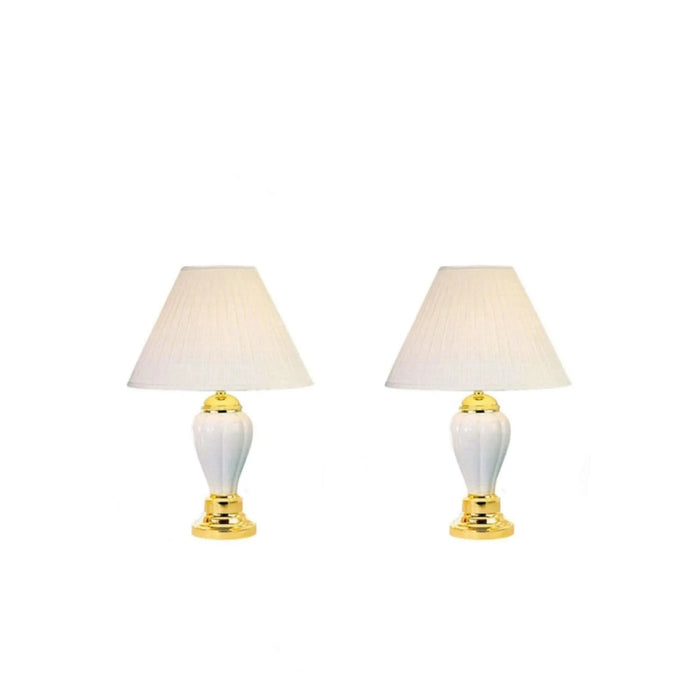 3-Piece Ceramic Lamp Set, Floor and Table Lamps, Ivory finish Default -DTYStore