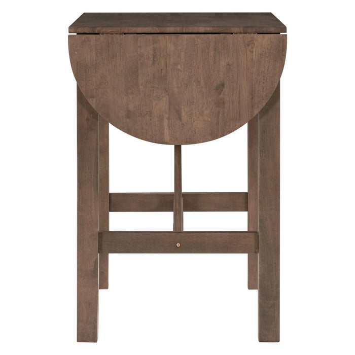 3-Piece Wood Counter Height Drop Leaf Dining Table Set with 2 Upholstered Dining Chairs for Small Place, Brown Default -DTYStore