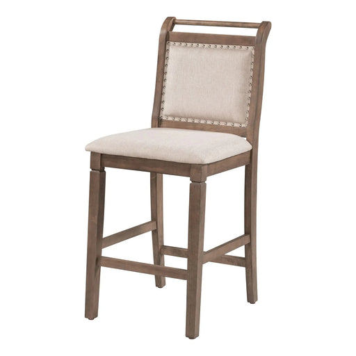 3-Piece Wood Counter Height Drop Leaf Dining Table Set with 2 Upholstered Dining Chairs for Small Place, Brown Default -DTYStore