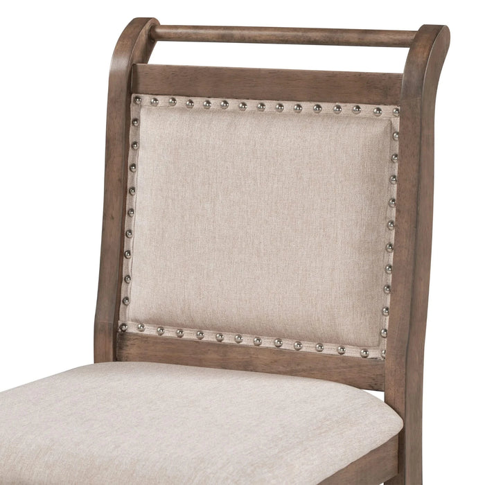 3-Piece Wood Counter Height Drop Leaf Dining Table Set with 2 Upholstered Dining Chairs for Small Place, Brown Default -DTYStore