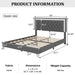 3-Pieces Bedroom Sets,Queen Size Upholstered Platform Bed with LED Lights and Two Nightstands-Gray Default -DTYStore
