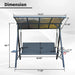 3-Seat Outdoor Porch Swing w/Adjustable Polycarbonate Hardtop and Side Table, Wicker Patio Swing Chair Bench with Steel Frame and Quick-Drying Foam Seat, Perfect for Backyard Garden and Lawn Default -DTYStore