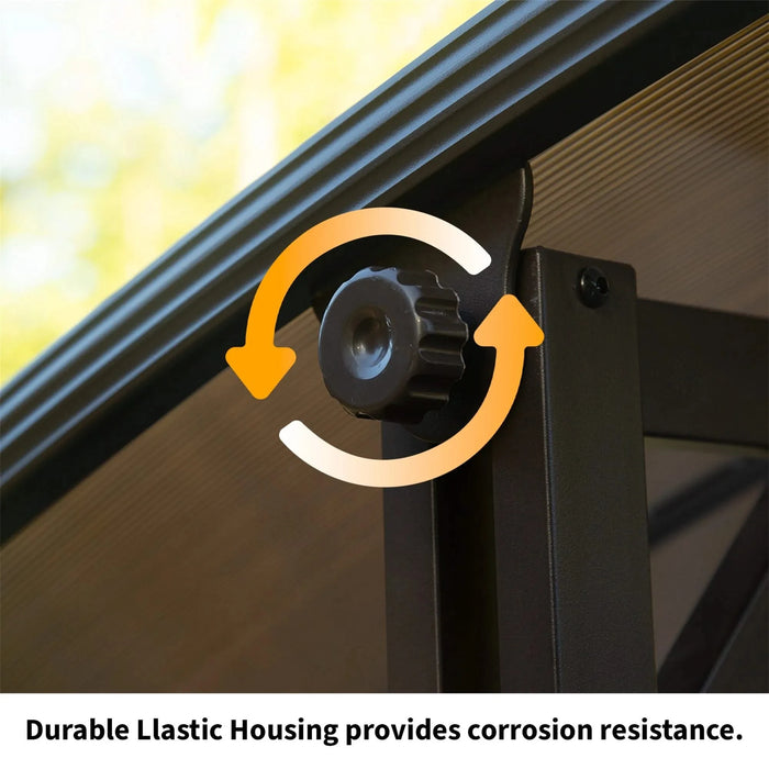 3-Seat Outdoor Porch Swing w/Adjustable Polycarbonate Hardtop and Side Table, Wicker Patio Swing Chair Bench with Steel Frame and Quick-Drying Foam Seat, Perfect for Backyard Garden and Lawn Default -DTYStore