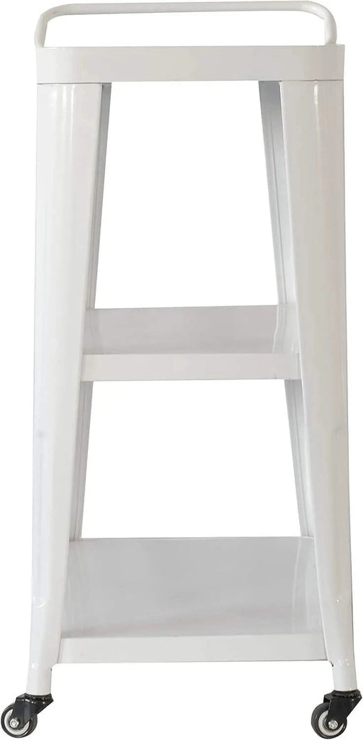 3-Tiered Metal Frame, Industrial Dining Cart with Swivel Wheels, White Default -DTYStore