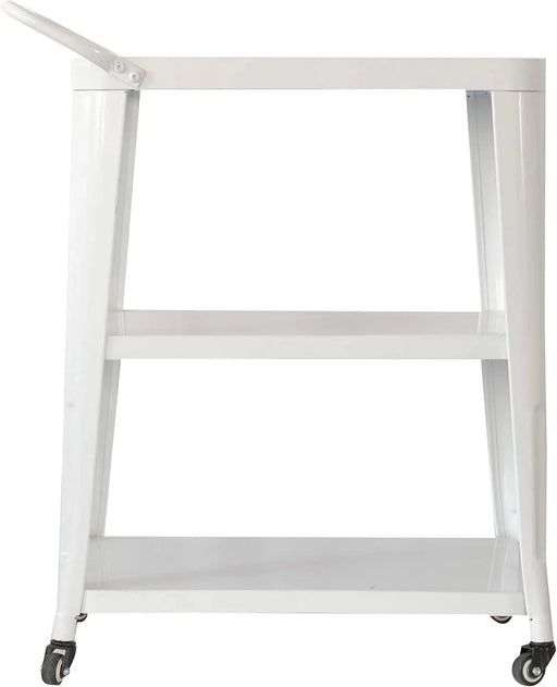 3-Tiered Metal Frame, Industrial Dining Cart with Swivel Wheels, White Default -DTYStore