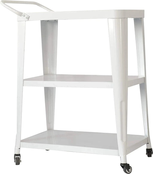 3-Tiered Metal Frame, Industrial Dining Cart with Swivel Wheels, White Default -DTYStore