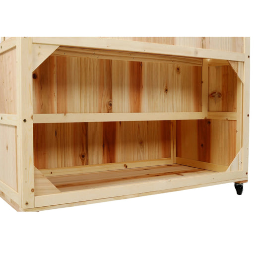 3-Tiers Raised Garden Bed with Trellis, 53' H Vertical Planter Box with Wheels & Back Storage Area, for Flowers, Vegetables, Herbs, Natural Default -DTYStore