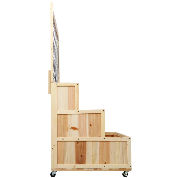 3-Tiers Raised Garden Bed with Trellis, 53' H Vertical Planter Box with Wheels & Back Storage Area, for Flowers, Vegetables, Herbs, Natural Default -DTYStore