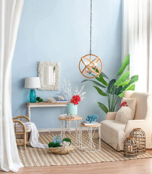 3- Light Farmhouse Chandelier, Rope Chandelier Globe Hanging Light Fixture with with Adjustable Chain for Kitchen Dining Room Foyer Entryway, Bulb Not Included Default -DTYStore