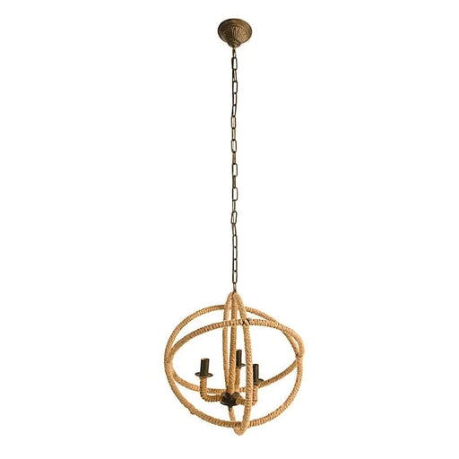 3- Light Farmhouse Chandelier, Rope Chandelier Globe Hanging Light Fixture with with Adjustable Chain for Kitchen Dining Room Foyer Entryway, Bulb Not Included Default -DTYStore
