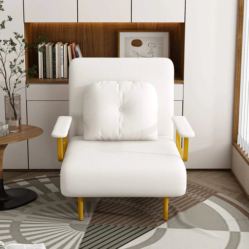 3-in-1 Convertible Folding Sofa Bed with Adjustable Backrest and Pillow, White, Grass Cloth Default -DTYStore