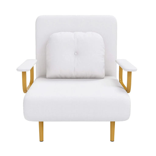 3-in-1 Convertible Folding Sofa Bed with Adjustable Backrest and Pillow, White, Grass Cloth Default -DTYStore