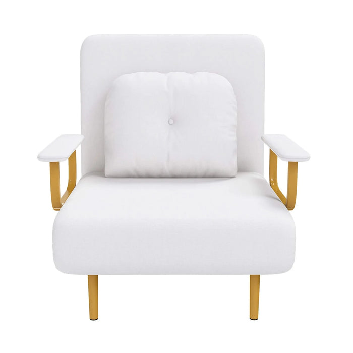 3-in-1 Convertible Folding Sofa Bed with Adjustable Backrest and Pillow, White, Grass Cloth Default -DTYStore