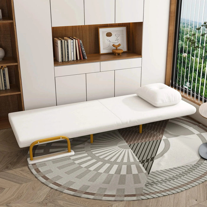 3-in-1 Convertible Folding Sofa Bed with Adjustable Backrest and Pillow, White, Grass Cloth Default -DTYStore