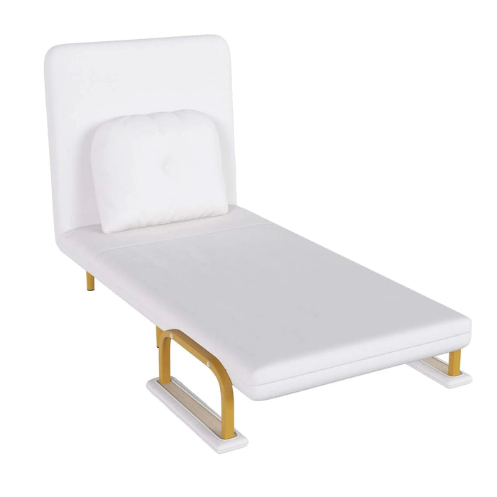 3-in-1 Convertible Folding Sofa Bed with Adjustable Backrest and Pillow, White, Grass Cloth Default -DTYStore