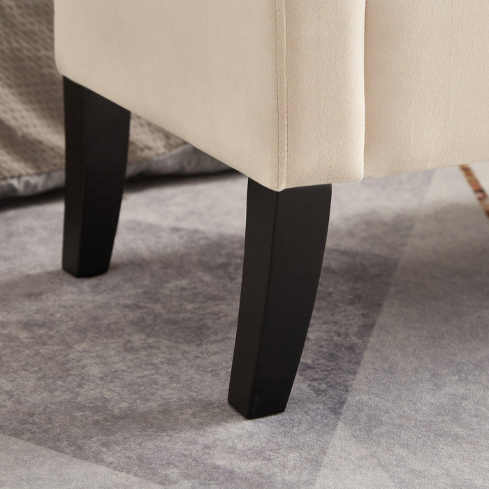 51.5" Bed Bench with Storage Beige Velvet - DTYStore